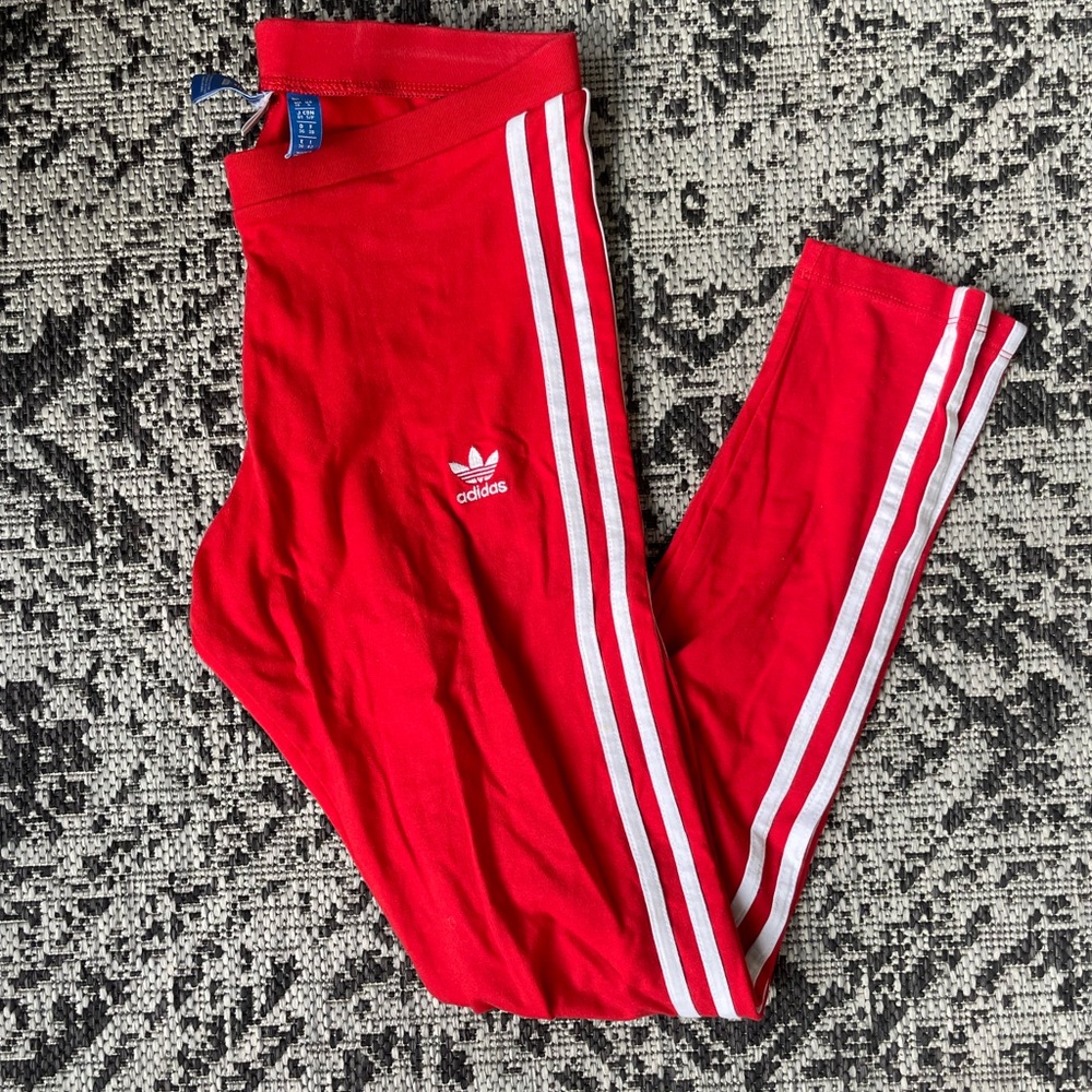 Red adidas leggings